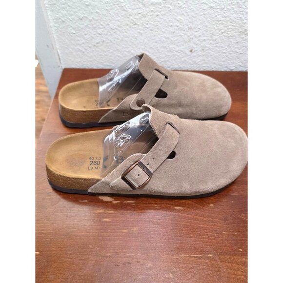 Birkenstock Betula Boston Taupe Suede Tan Mule Clogs Slip-On Sandals Size W9/M7 - Picture 3 of 7